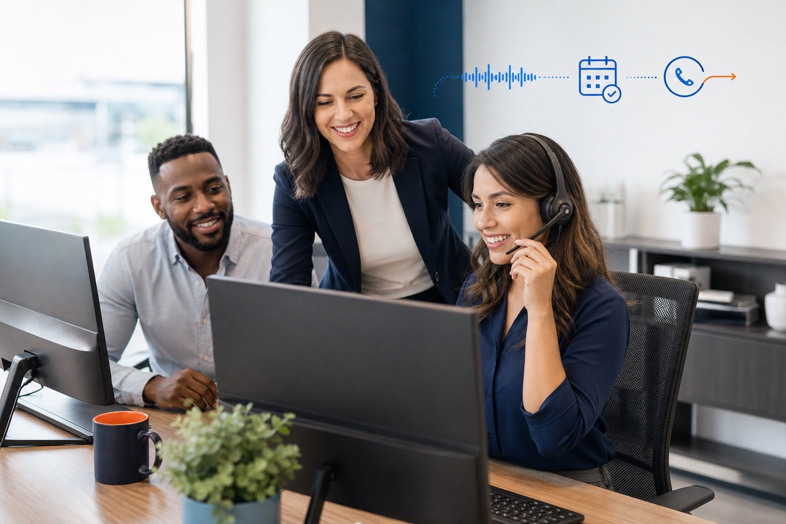 Daptly AI Receptionist supporting a professional business team